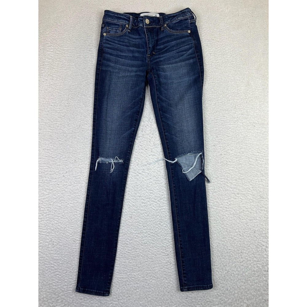 Abercrombie & Fitch Jeans Womens 4L Super Skinny Blue Distressed‎ W26 L32 Denim